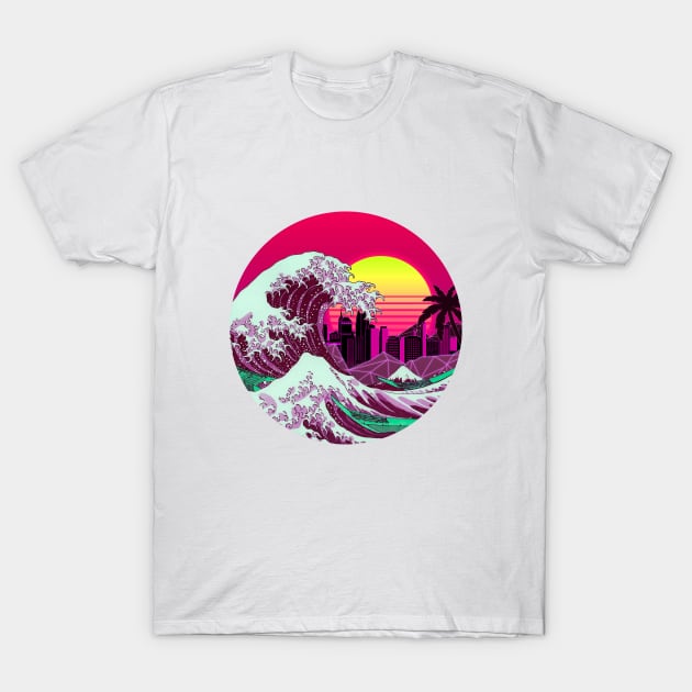 The Great RetroWave off Kanagawa T-Shirt by Kiboune